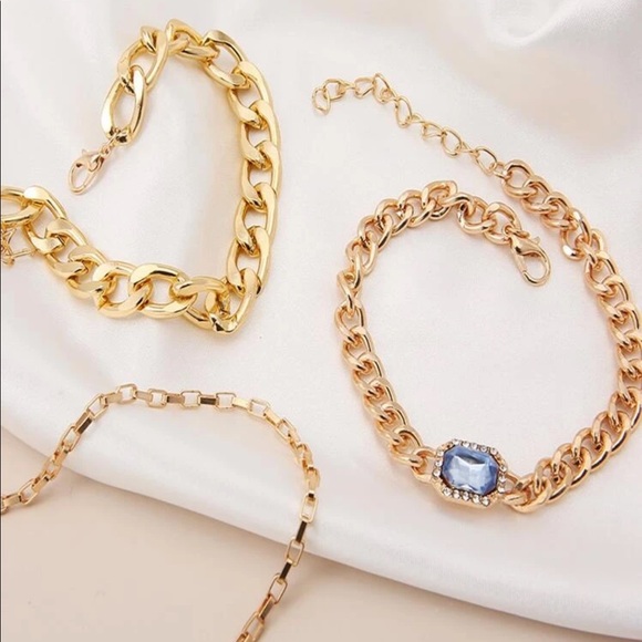 Gorgeous Jewel Gold Chain Link Bracelets set - Picture 4 of 4